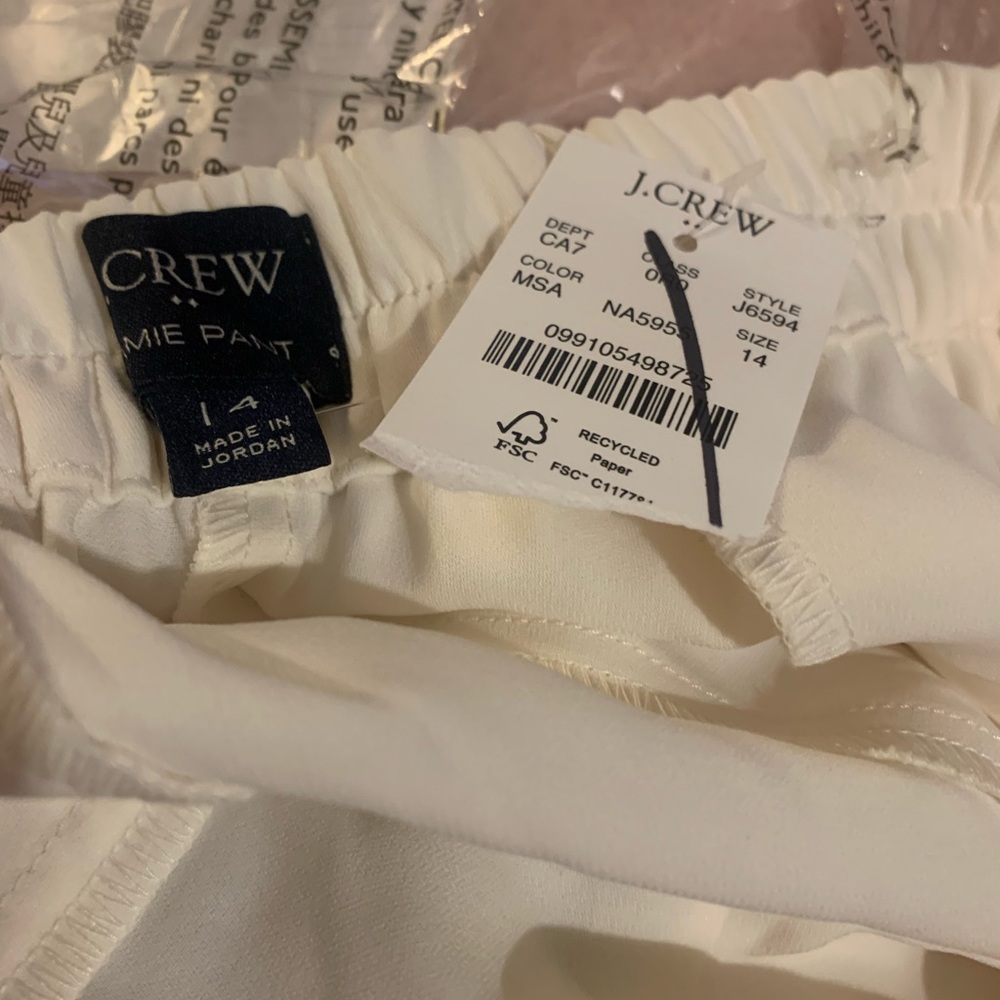 NWT J Crew Jamie Pant with Elastic Waist in White - Picture 7 of 7